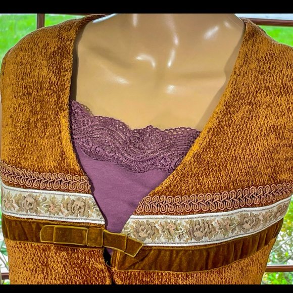 ▪️VTG▪️SUSAN BRISTOL▪️1990's Multimedia Bow Accented Cottagecore Vest - Picture 3 of 8